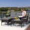 Costway 3PCS Patio Rattan Furniture Set 3-Seat Sofa Cushioned Table Garden Turqouise/Grey/Off White/Navy